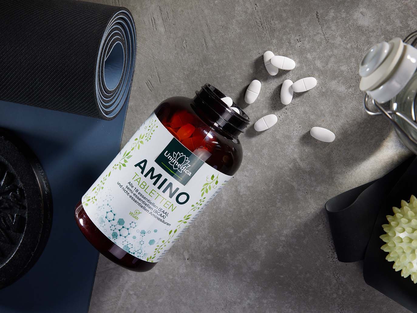 Amino Tablets - 500 tablets of 1000 mg each - all 18 essential (EAA), semi-essential (BCAA) and non-essential amino acids - from Unimedica